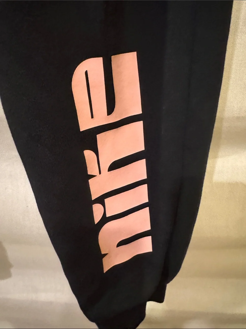 Nike Black Joggers with Pink Swoosh and Pink Leg Logo